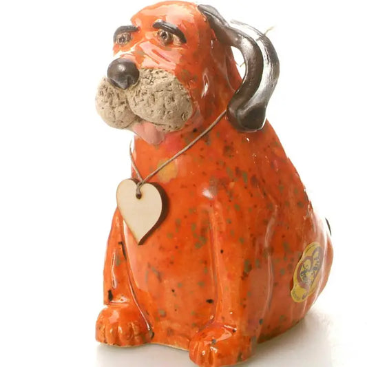 Puppy Dog Ceramic Figurine in Copper - 16cm