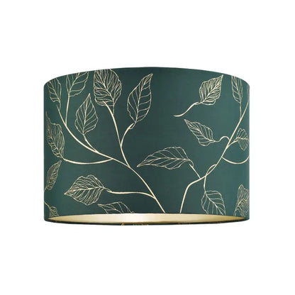 Modern Forest Green Cotton Fabric Drum Lamp Shade with Gold - 12"
