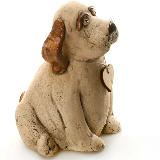 Puppy Dog Ceramic Figurine in Natural - 16cm
