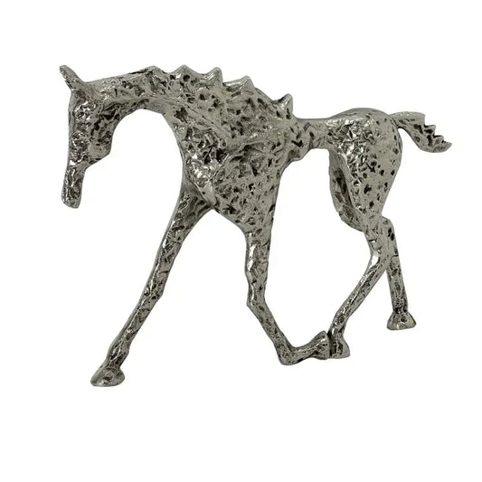 Warm Silver Antique Stallion Sculpture - 30.5cm