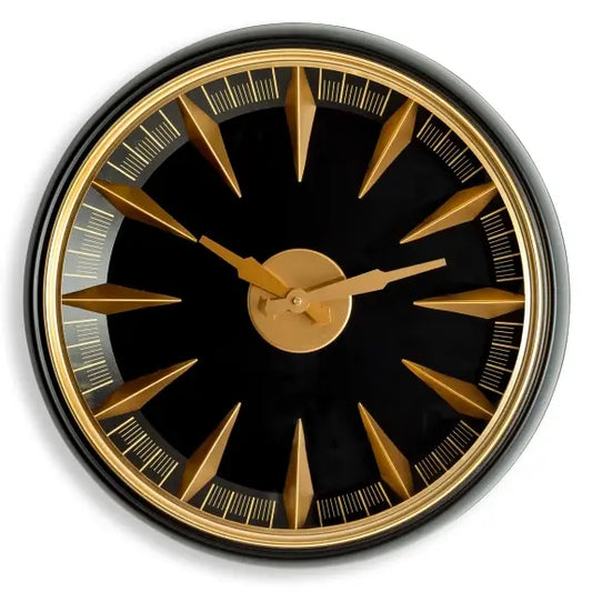 Black & Antique Gold California Wall Clock - 50cm