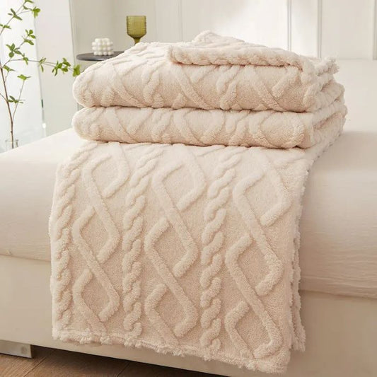 Jacquard Fleece Blanket - 150x200cm Beige