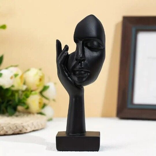 Black Female Thinker Ornament | Abstract Art Sculpture | Resin Jewellery Stand