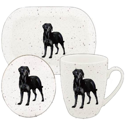 Black Labrador Mug, Coaster and Tray Set