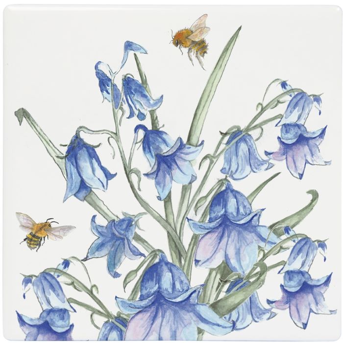 Ceramic Bee-tanical Bluebells Coaster - 10cm