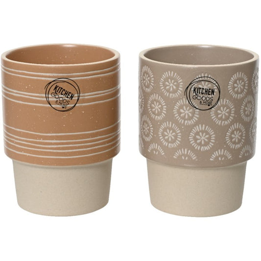 Ceramic Boho Cups - Set of 2 - 11cm