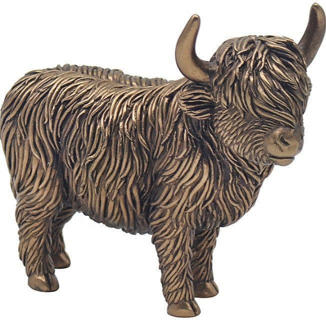 Highland Cow Ornament, Bronze Coloured Highland Cow - 12.5cm