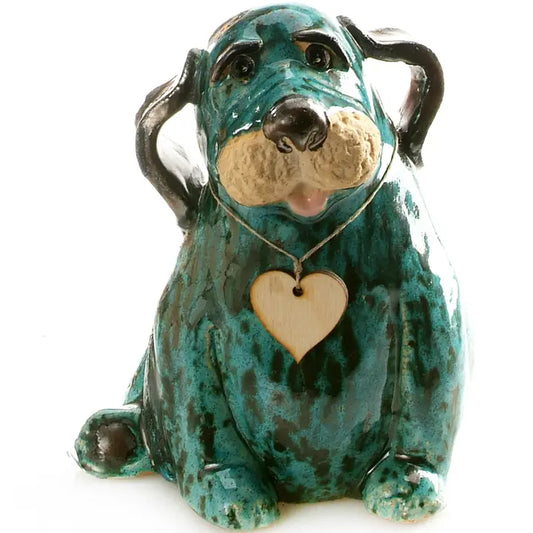 Puppy Dog Ceramic Figurine in Teal - 16cm