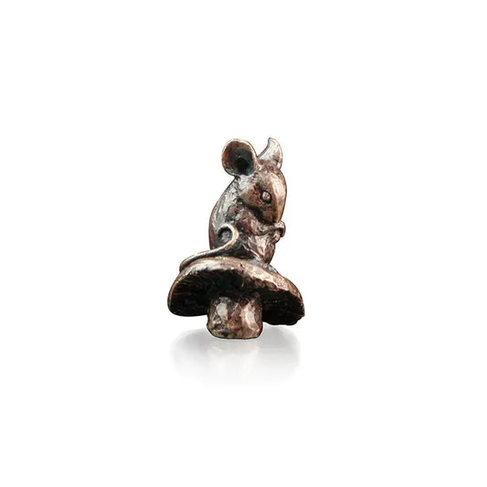 Butler & Peach Miniature Bronze Mouse On Toadstool - 3.5cm