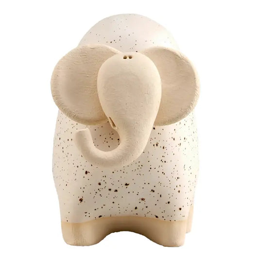 Chubby Elephant Ceramic Figurine in White - 11cm