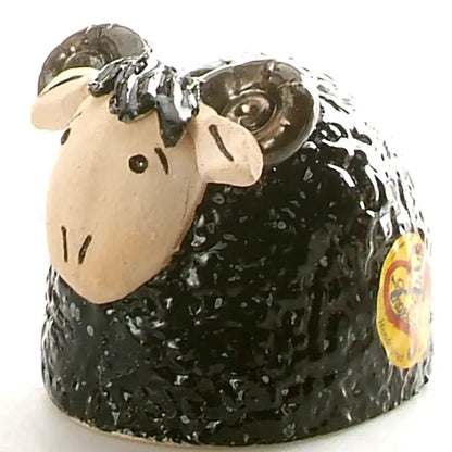 Handmade Wolly Ram Ceramic Figurine in Black - 12cm