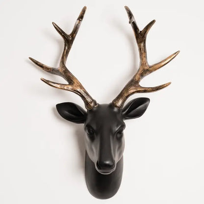 Black and Gold Stag Head - 43cm