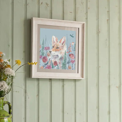 Harley Cornflower Fox Framed Print Birch - 46x46cm