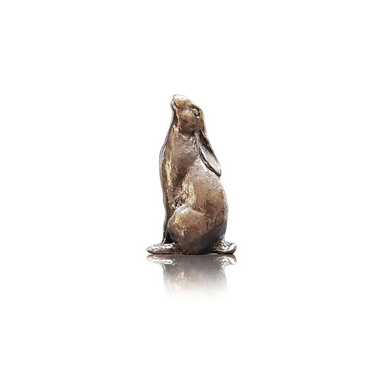 Butler & Peach Miniature Bronze Hare Moon Gazing - 3.5cm