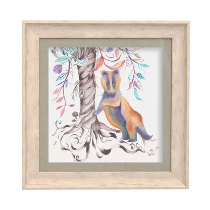Brucie Badger Framed Print Birch - 46x46cm