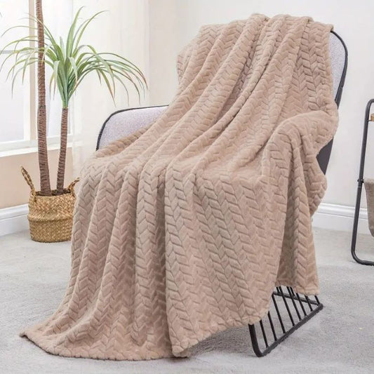 Jacquard Fleece Blanket - 127x177cm Camel