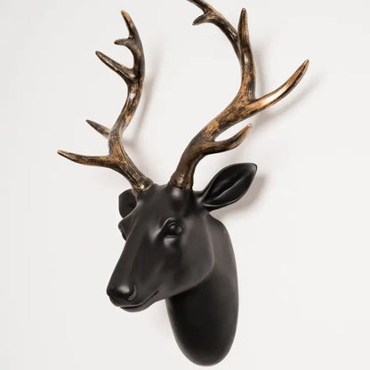 Black and Gold Stag Head - 43cm
