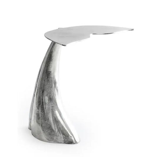 Raw Nickel Whale Tail Side Table - 55cm