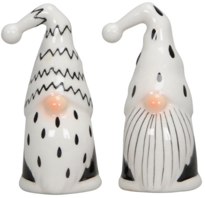 Ceramic Gonk Ornaments - Black/White - 2 Sizes