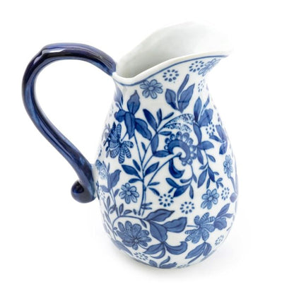 Blue and White Ceramic Floral Jug/Vase 21.5cm