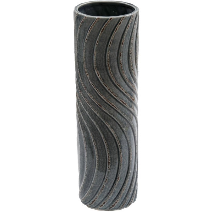 Blue Ceramic Waves Vase - 38cm