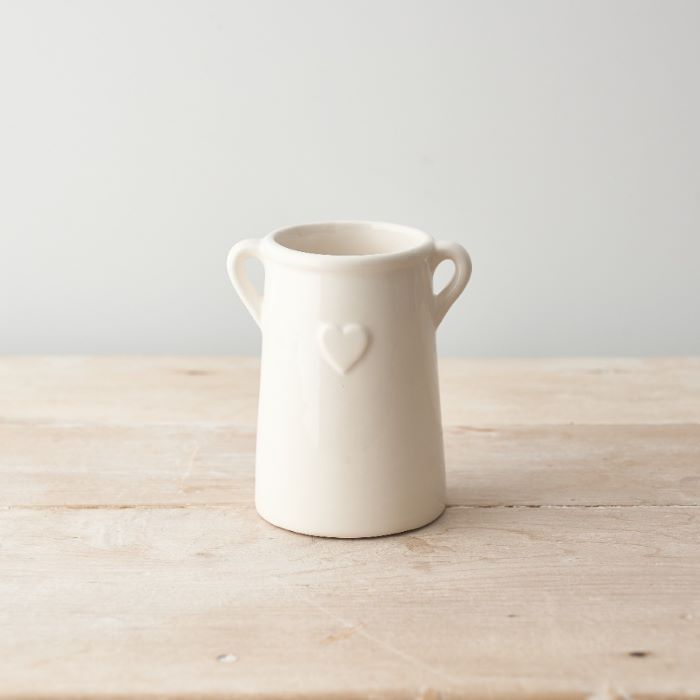 Ceramic Embossed Heart Planter Vase 11.5cm