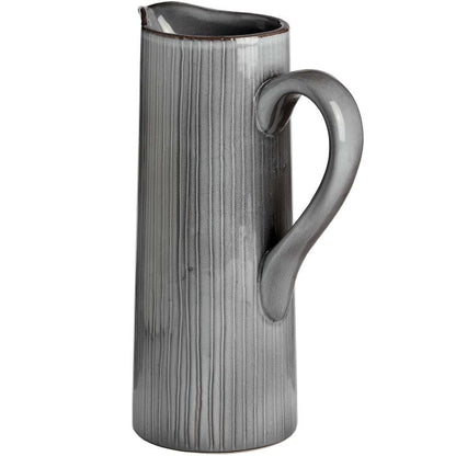 Glazed Ceramic Vase, Ribbed Grey Jug Embossed Vase - 32cm