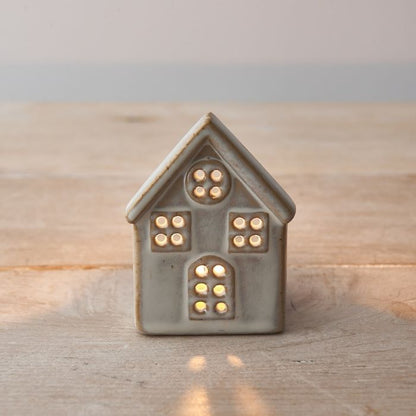 Reactive Ceramic Glazed House Tealight Holder 8.5cm