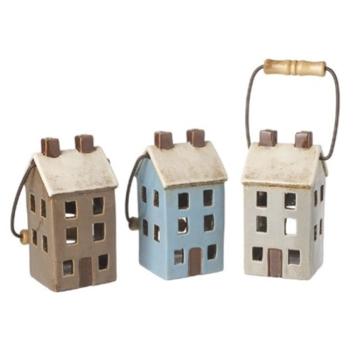 Ceramic House Tealight Holders - 14cm