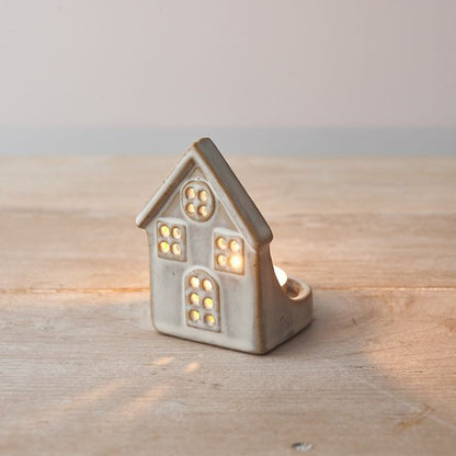 Reactive Ceramic Glazed House Tealight Holder 8.5cm