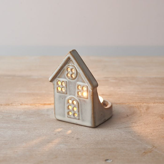 Reactive Ceramic Glazed House Tealight Holder 8.5cm