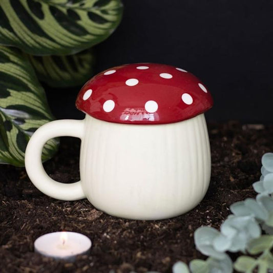 Mushroom Shaped Ceramic Mug W/ Lid - 380ML