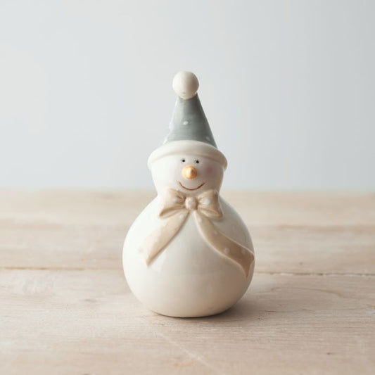 Ceramic Plump Snowman Ornament 12.5cm