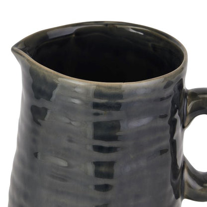 Glazed Ceramic Stoneware Vase, Navy Jug Vase - 25cm