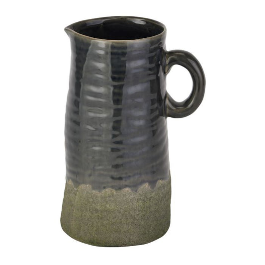 Glazed Ceramic Stoneware Vase, Navy Jug Vase - 25cm