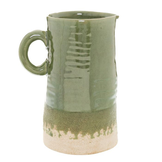 Glazed Ceramic Stoneware Vase, Olive Jug Vase - 25cm