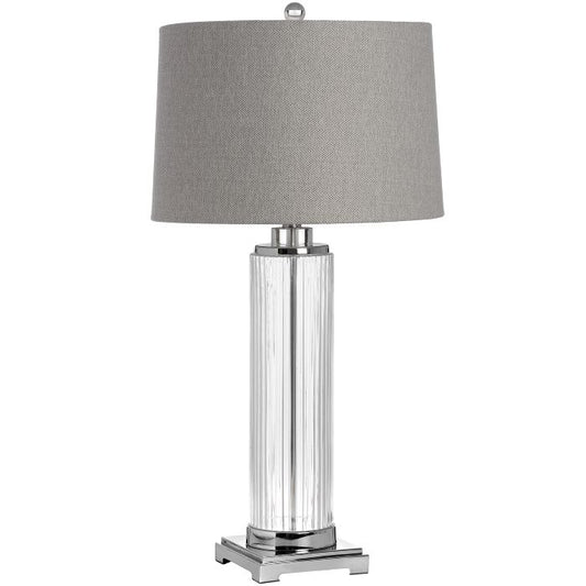 Chrome Silver Glass Tube Table Lamp - 81cm