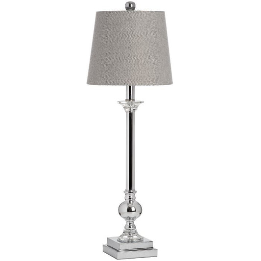 Chrome and Glass Table Lamp W/ Shade - 71cm