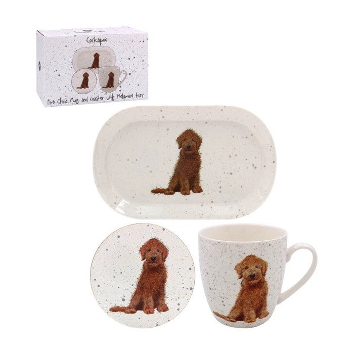 Cockapoo Mug, Coaster and Tray Set