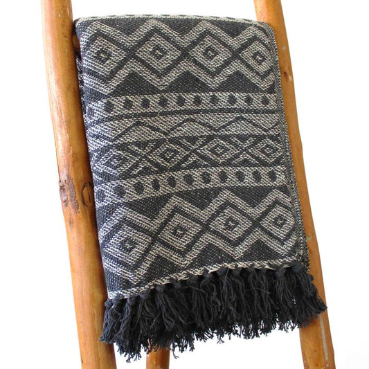 Cotton Geometric Grey Throw 140x200cm