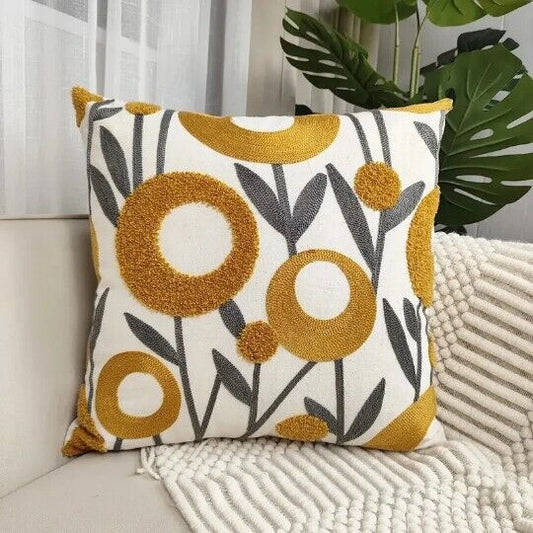 Retro Flowers Cushion Cover 18" Cotton
