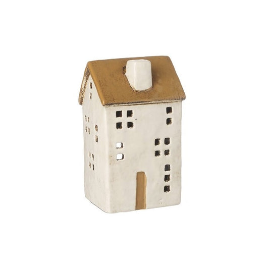 Cream House Ceramic Tealight Holder - 14cm