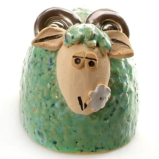 Handmade Wolly Ram Ceramic Figurine in Turquoise - 12cm