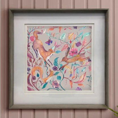 Leaping Into the Fauna Framed Print Nut - 81x81cm