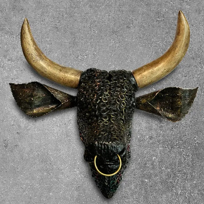 Urban Steel Bulls Head Wall Hanging - 40cm