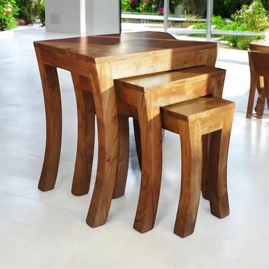 Set of 3 - Wooden Nest of Tables - 50cm