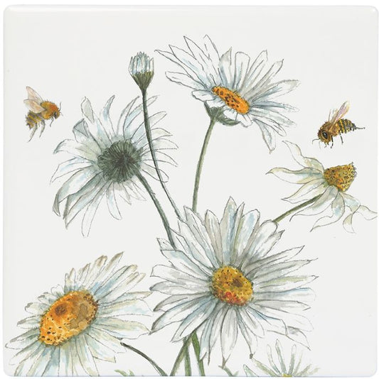 Ceramic Bee-tanical Daisy Coaster - 10cm