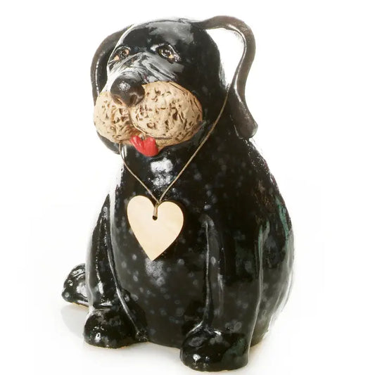 Puppy Dog Ceramic Figurine in Black - 16cm
