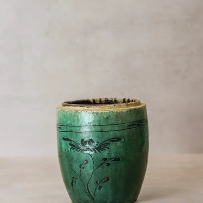 Vintage Emerald Green Pot - 21cm