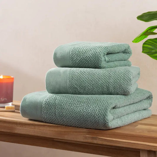 Textured Weave Towel Smoke Green - 100% Cotton